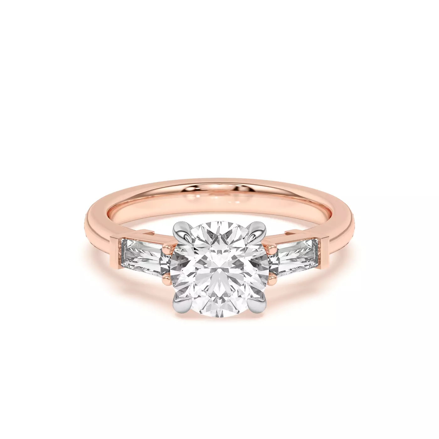 Brilliant Side Accents Rose Gold 18k & White Gold 18k Engagement Ring