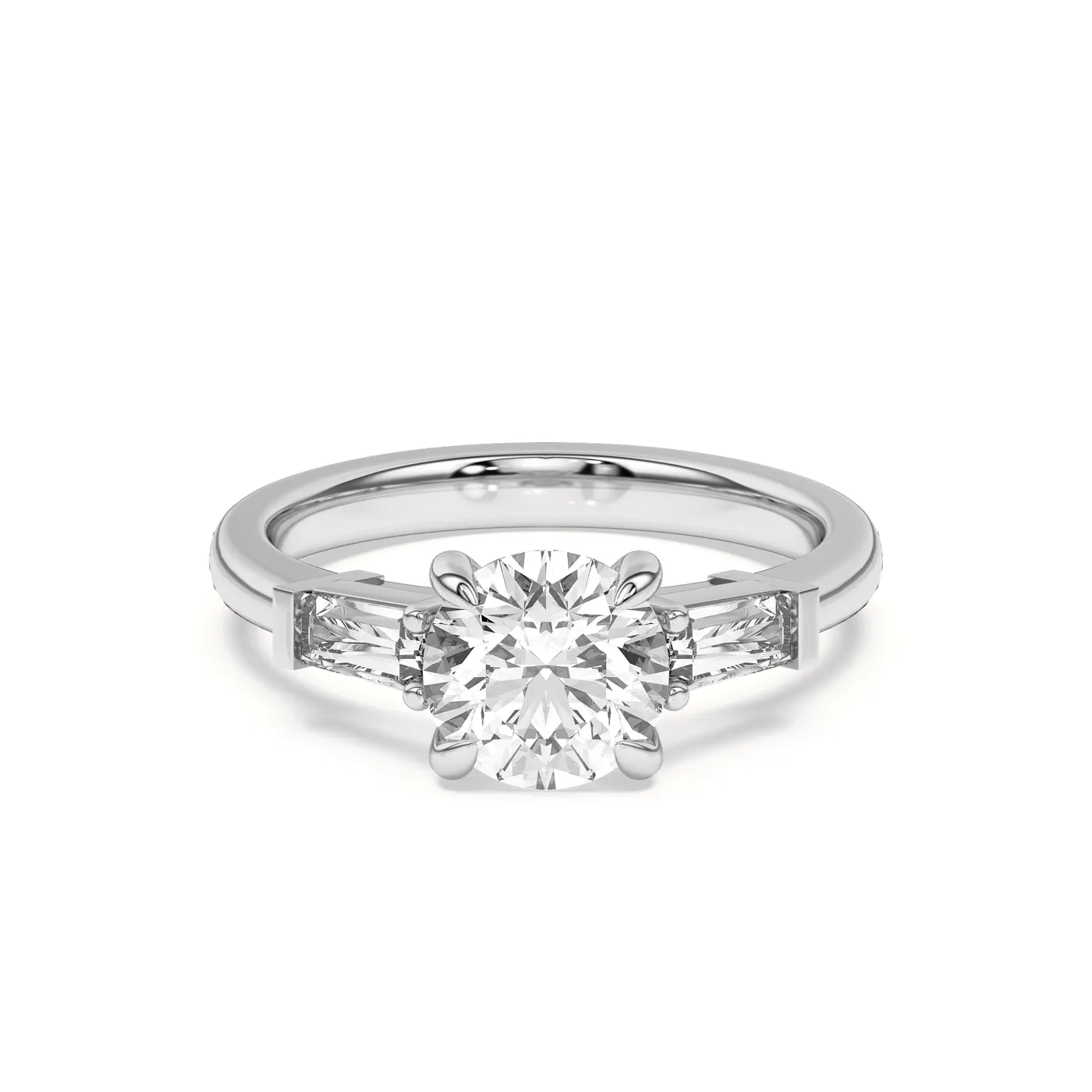 Brilliant Side Accents Platinum Engagement Ring