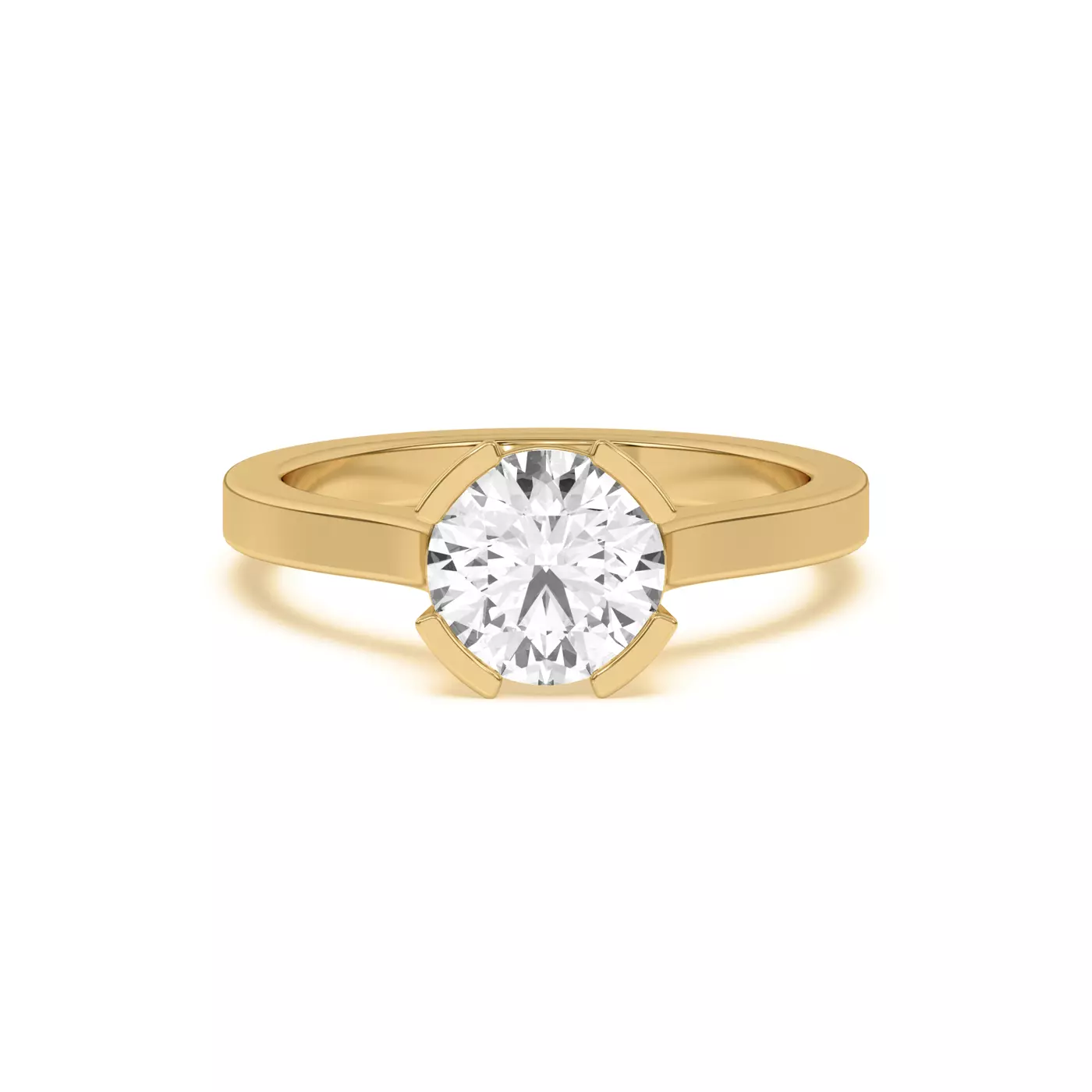 Modern Bezel Setting 18K Yellow Gold Engagement Ring