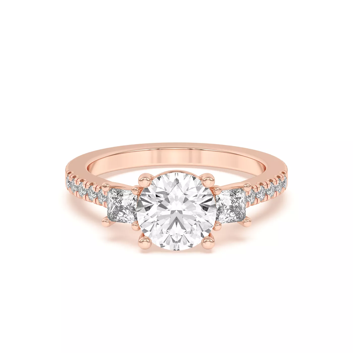 Pavé Band 14K Rose Gold Engagement Ring