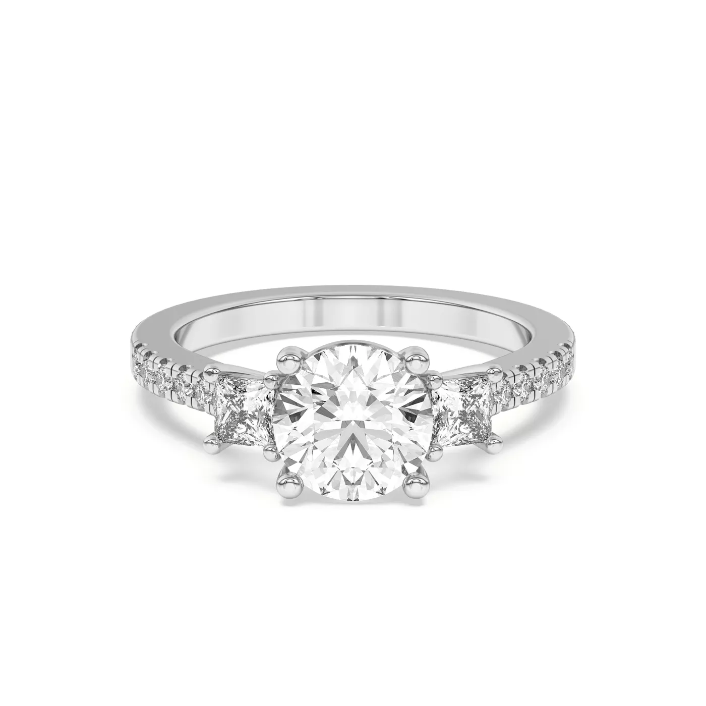 Pavé Band 14K White Gold Engagement Ring