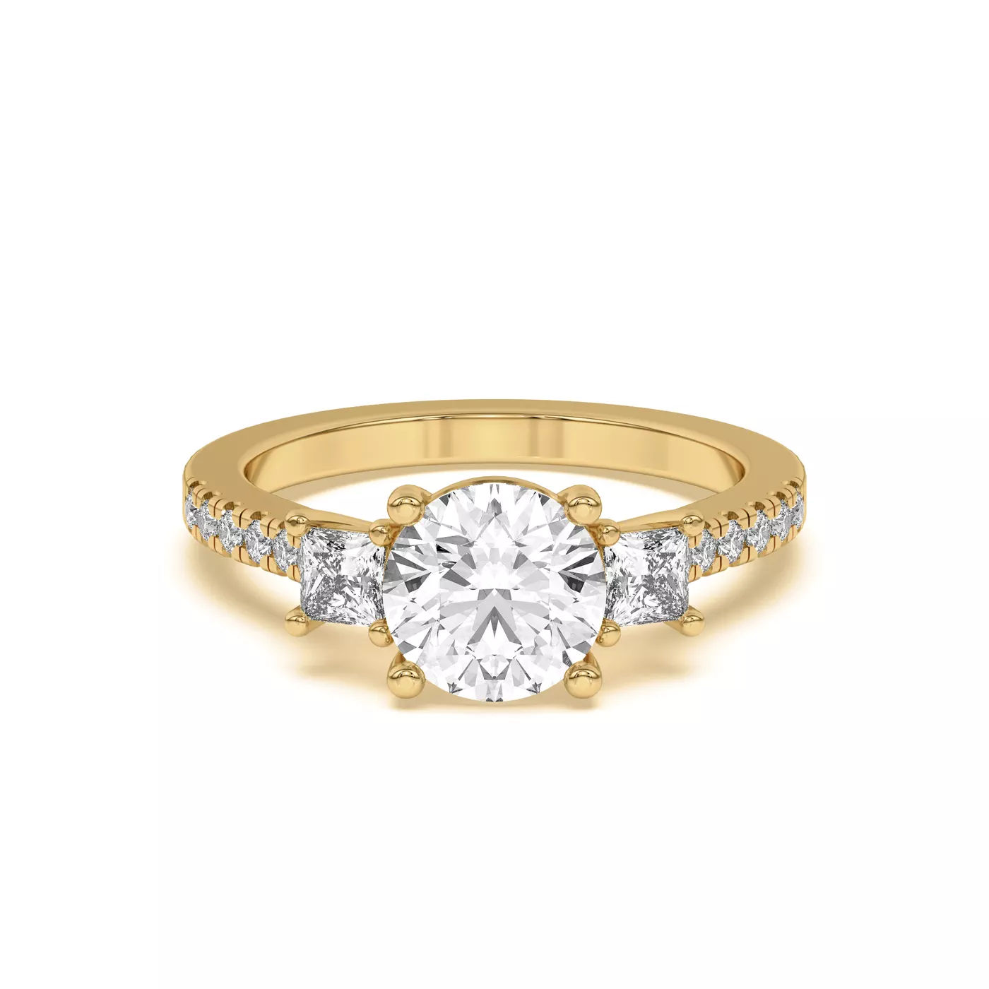 Pavé Band 18K Yellow Gold Engagement Ring