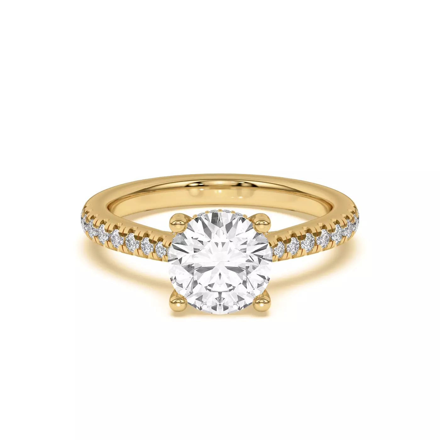 Hidden Halo Detail 18K Yellow Gold Engagement Ring