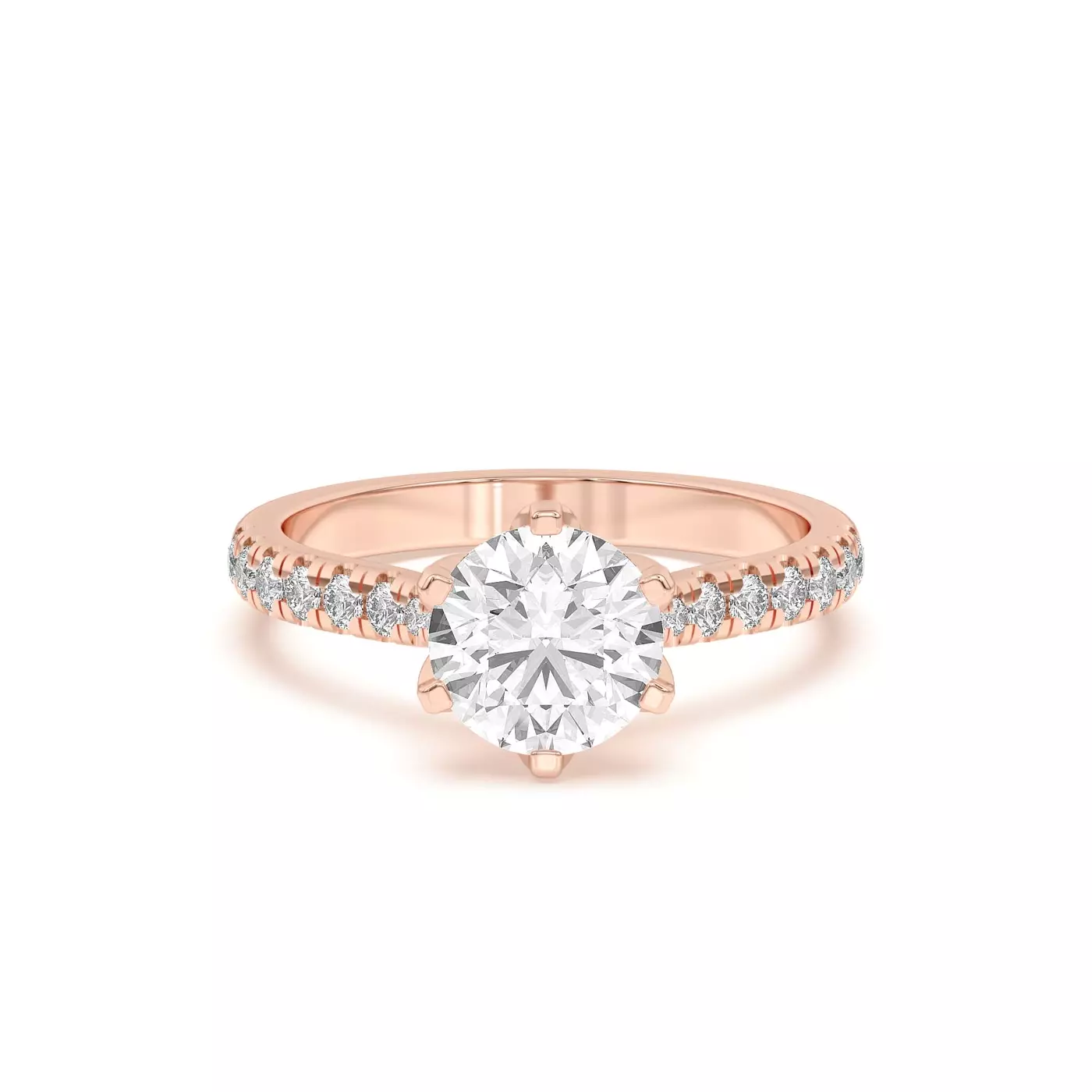 Six Tulip Prongs 14K Rose Gold Engagement Ring