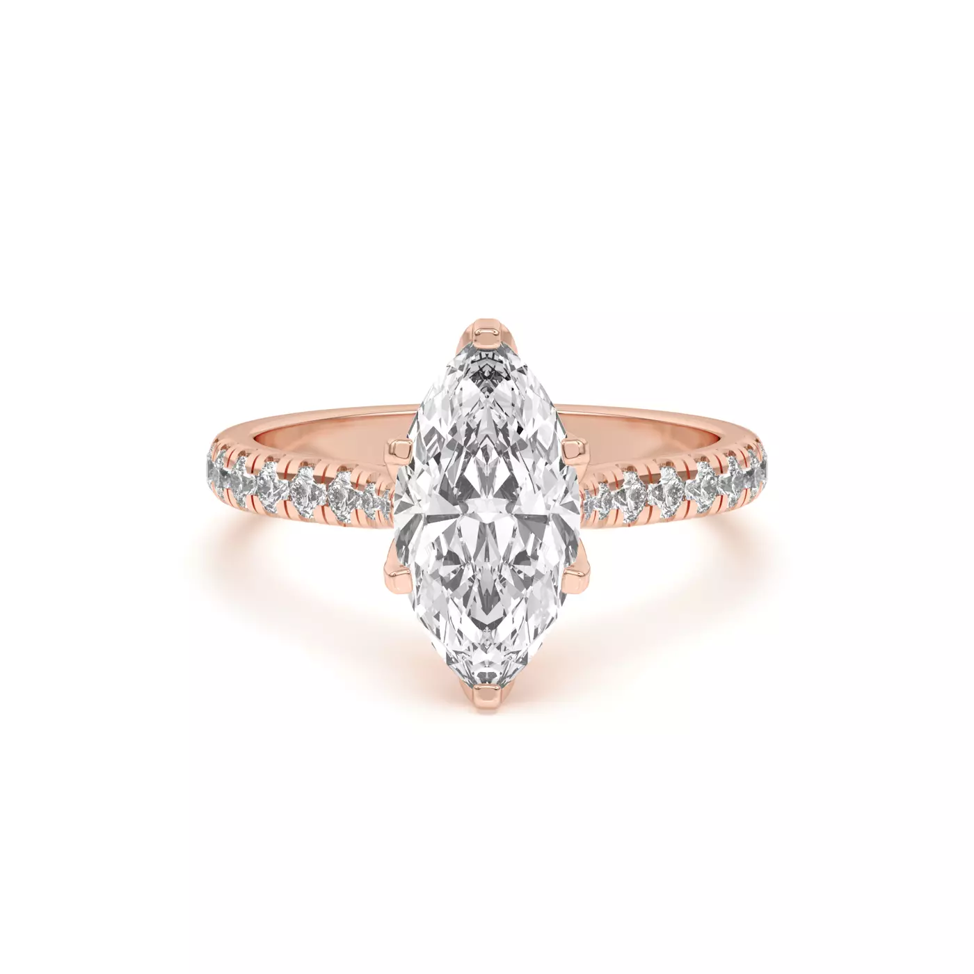 Six Tulip Prongs 14K Rose Gold Engagement Ring