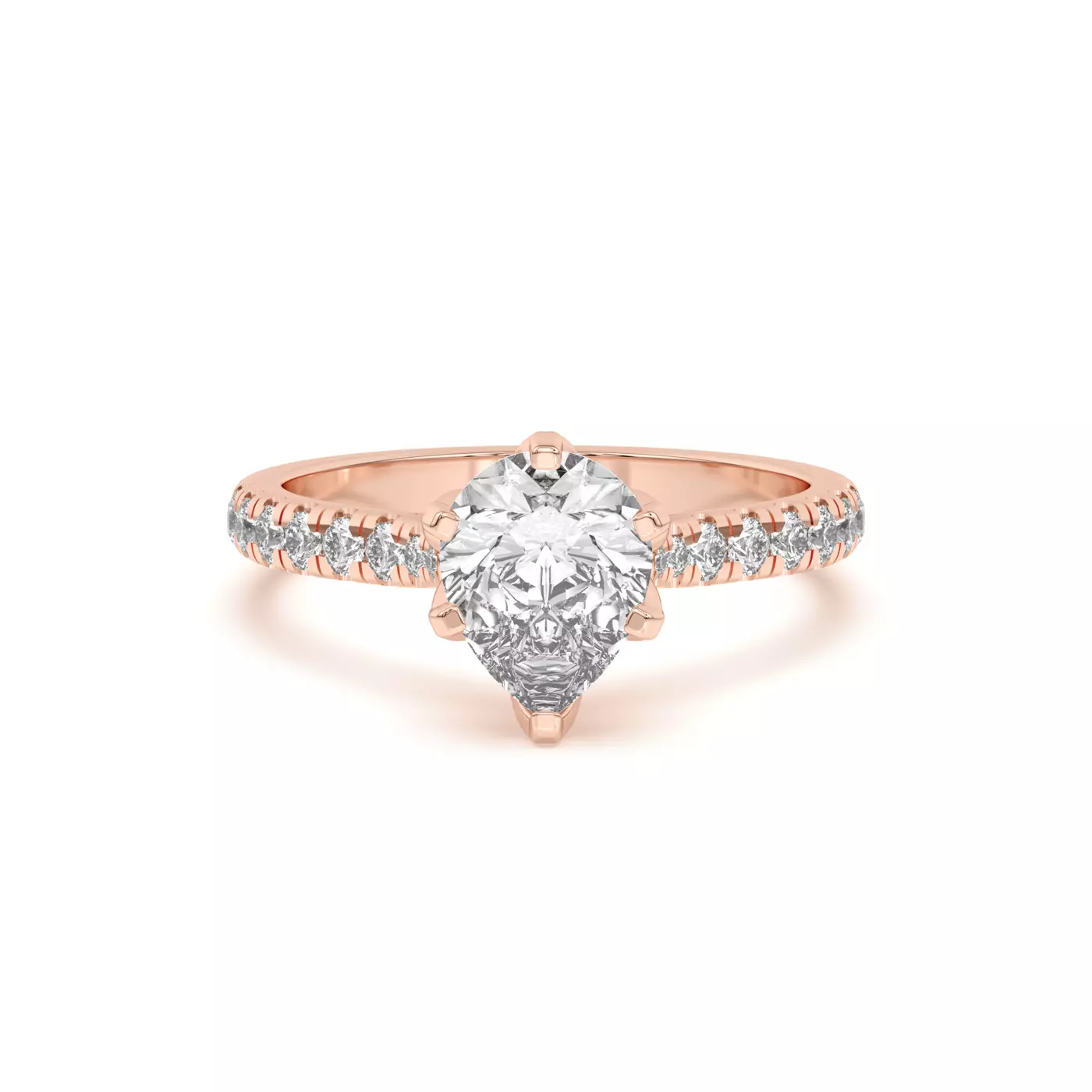 Six Tulip Prongs 14K Rose Gold Engagement Ring
