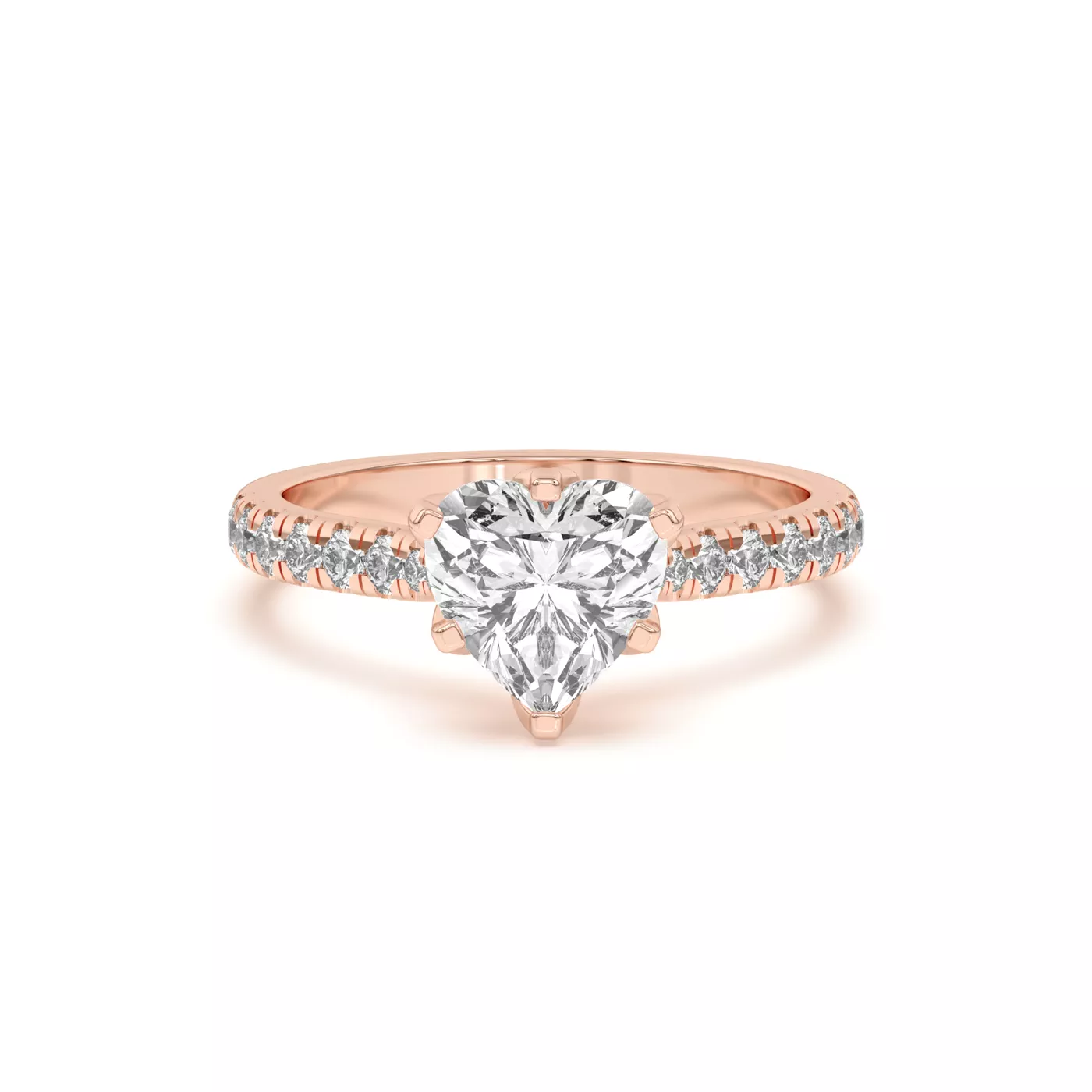 Six Tulip Prongs 14K Rose Gold Engagement Ring