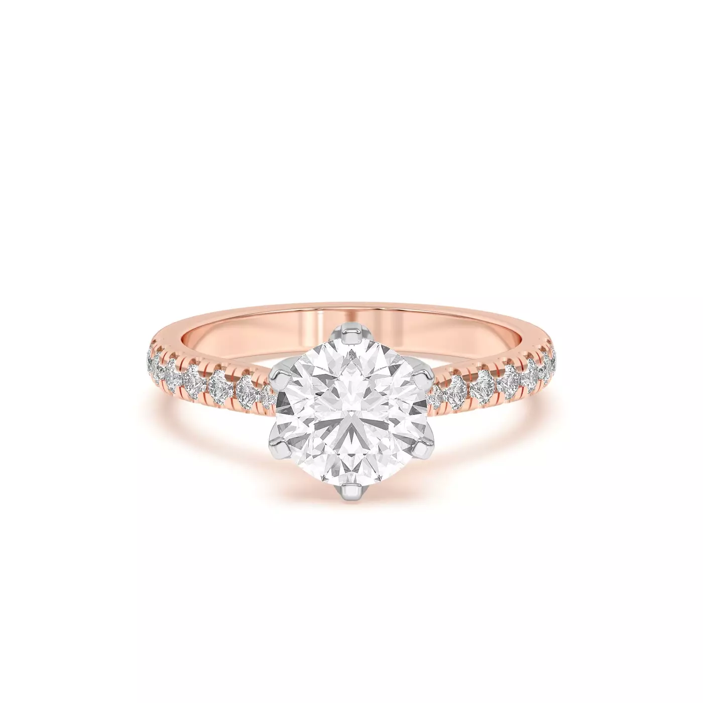 Petal-Inspired Prongs Rose Gold 14k & White Gold 14k Engagement Ring