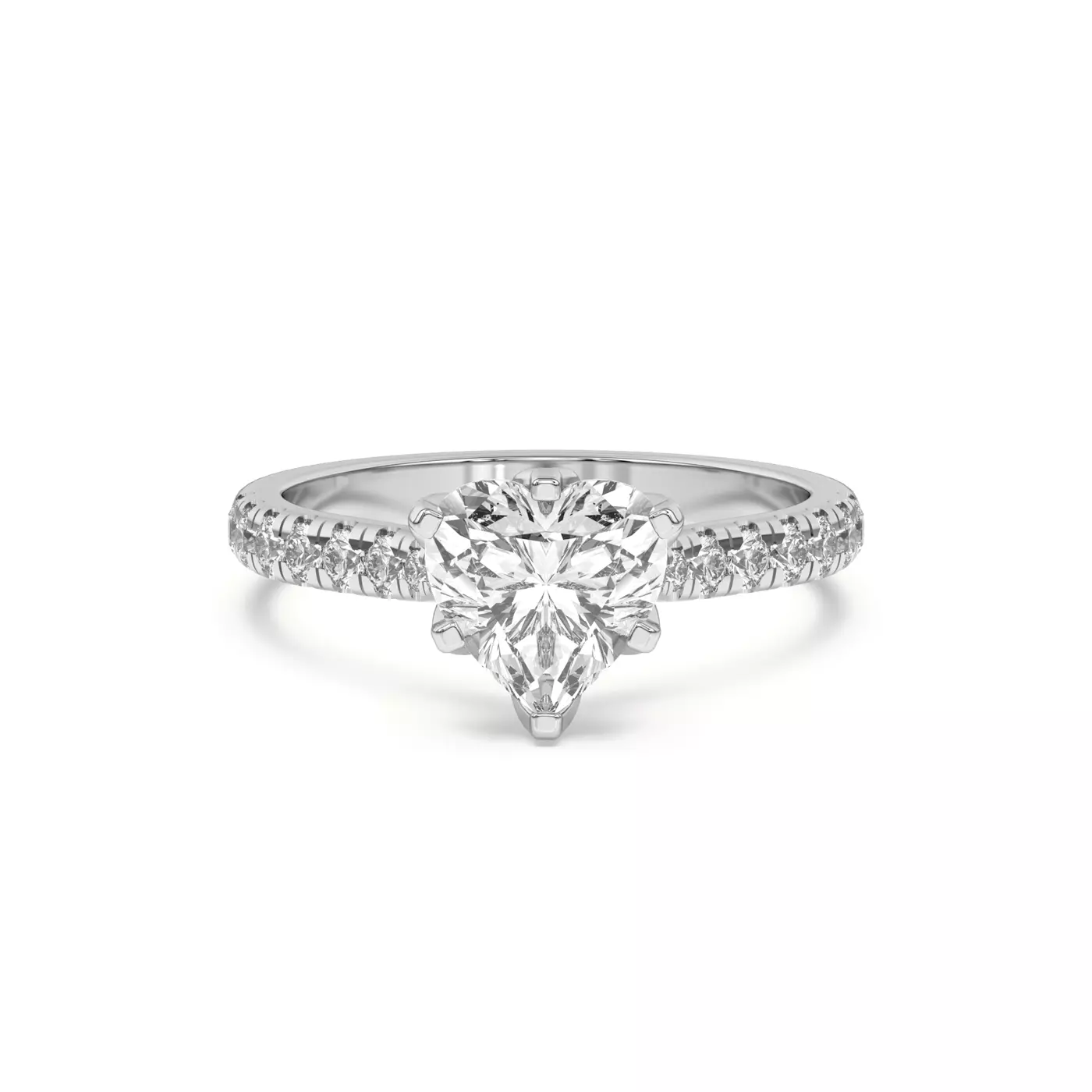 Six Tulip Prongs 14K White Gold Engagement Ring
