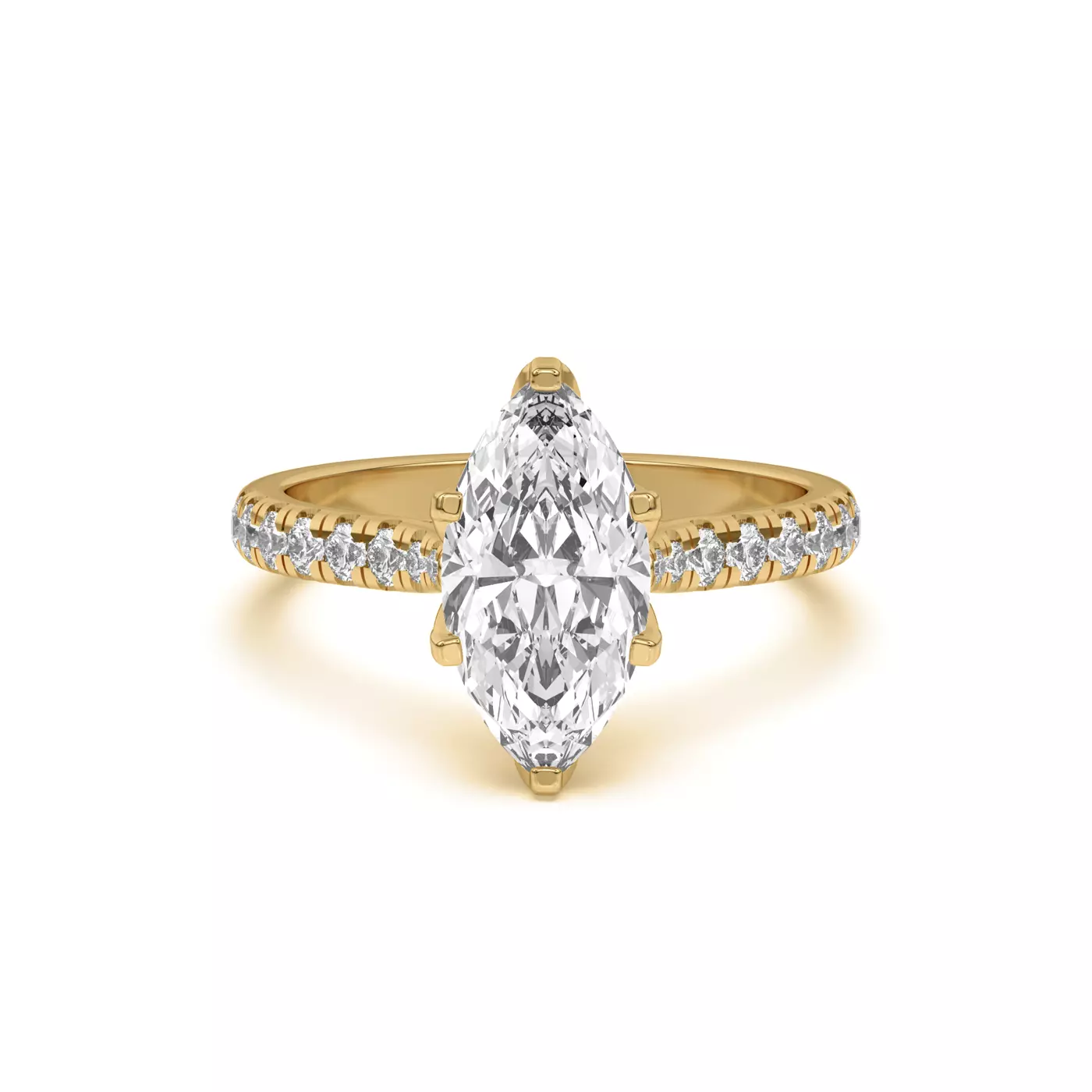 Six Tulip Prongs 14K Yellow Gold Engagement Ring