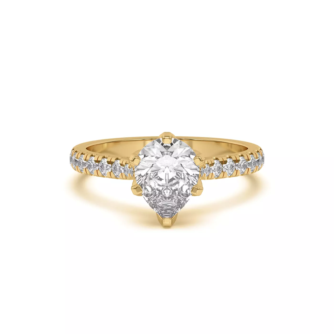Six Tulip Prongs 14K Yellow Gold Engagement Ring