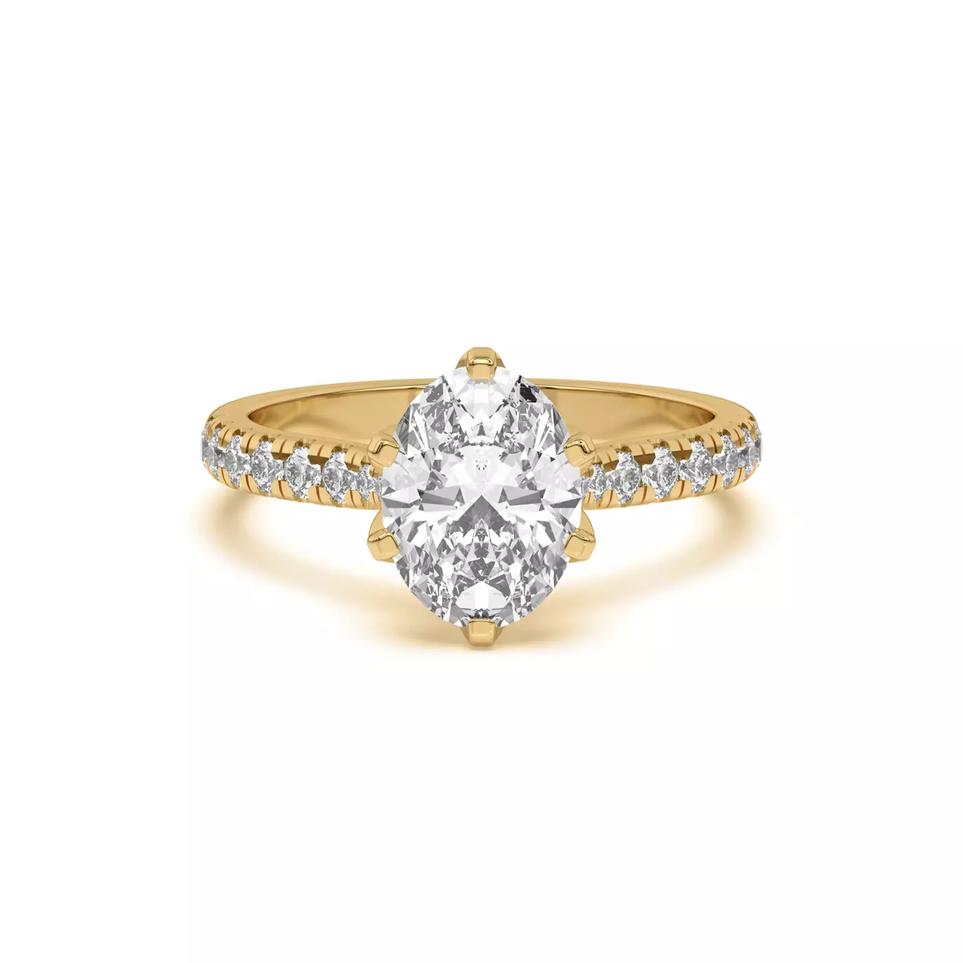 Six Tulip Prongs 14K Yellow Gold Engagement Ring