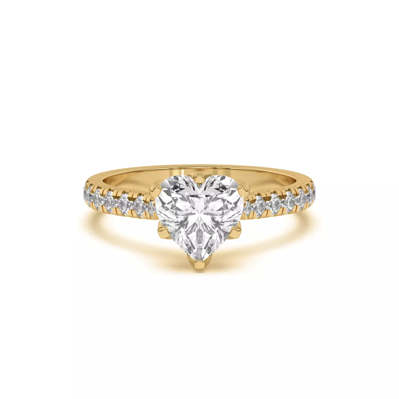 Six Tulip Prongs 14K Yellow Gold Engagement Ring