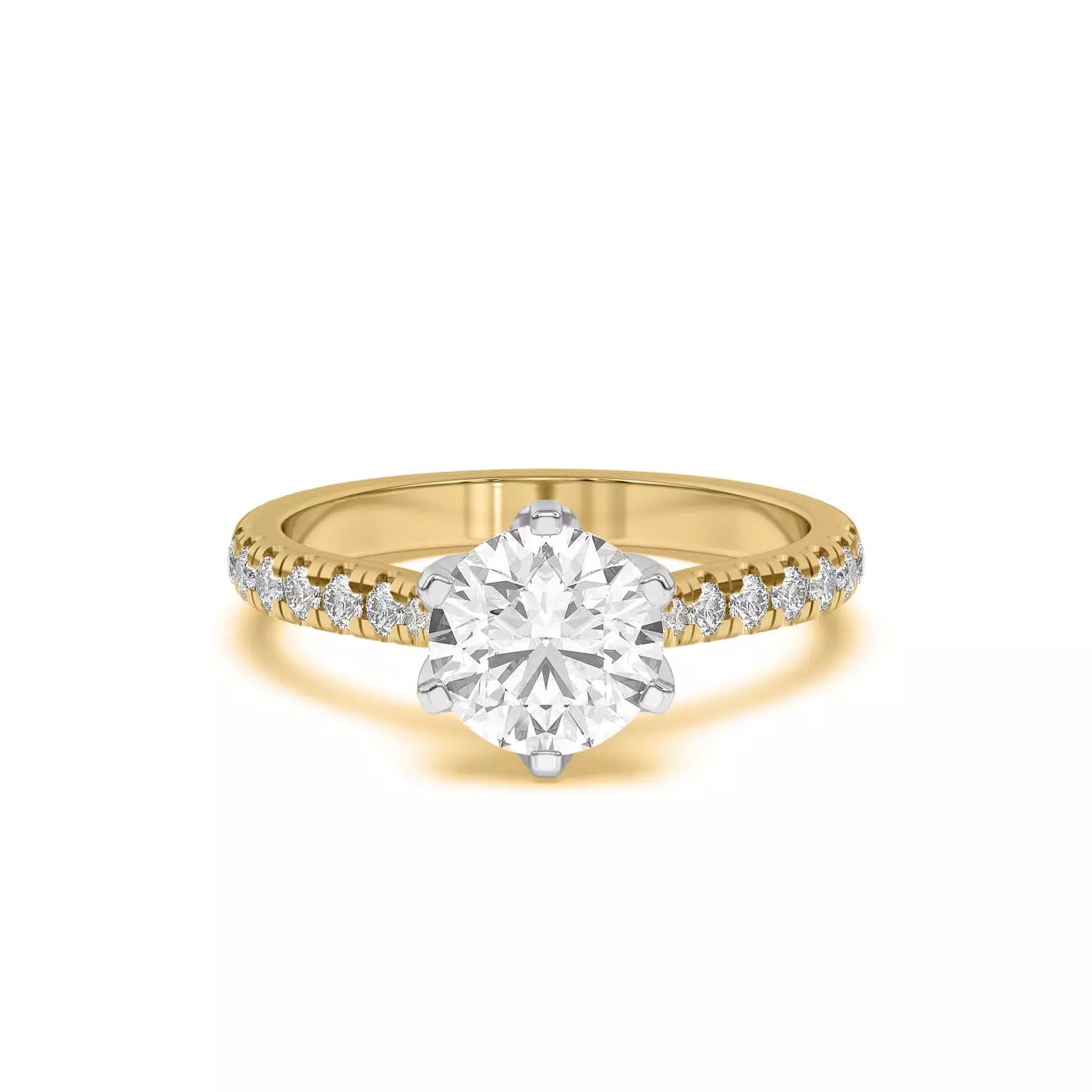 Petal-Inspired Prongs Yellow Gold 14k & White Gold 14k Engagement Ring