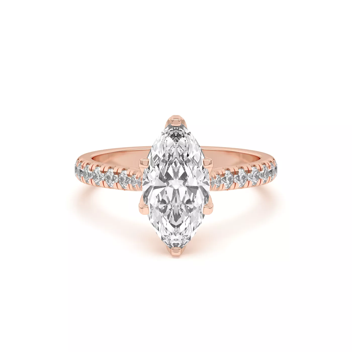 Six Tulip Prongs 18K Rose Gold Engagement Ring