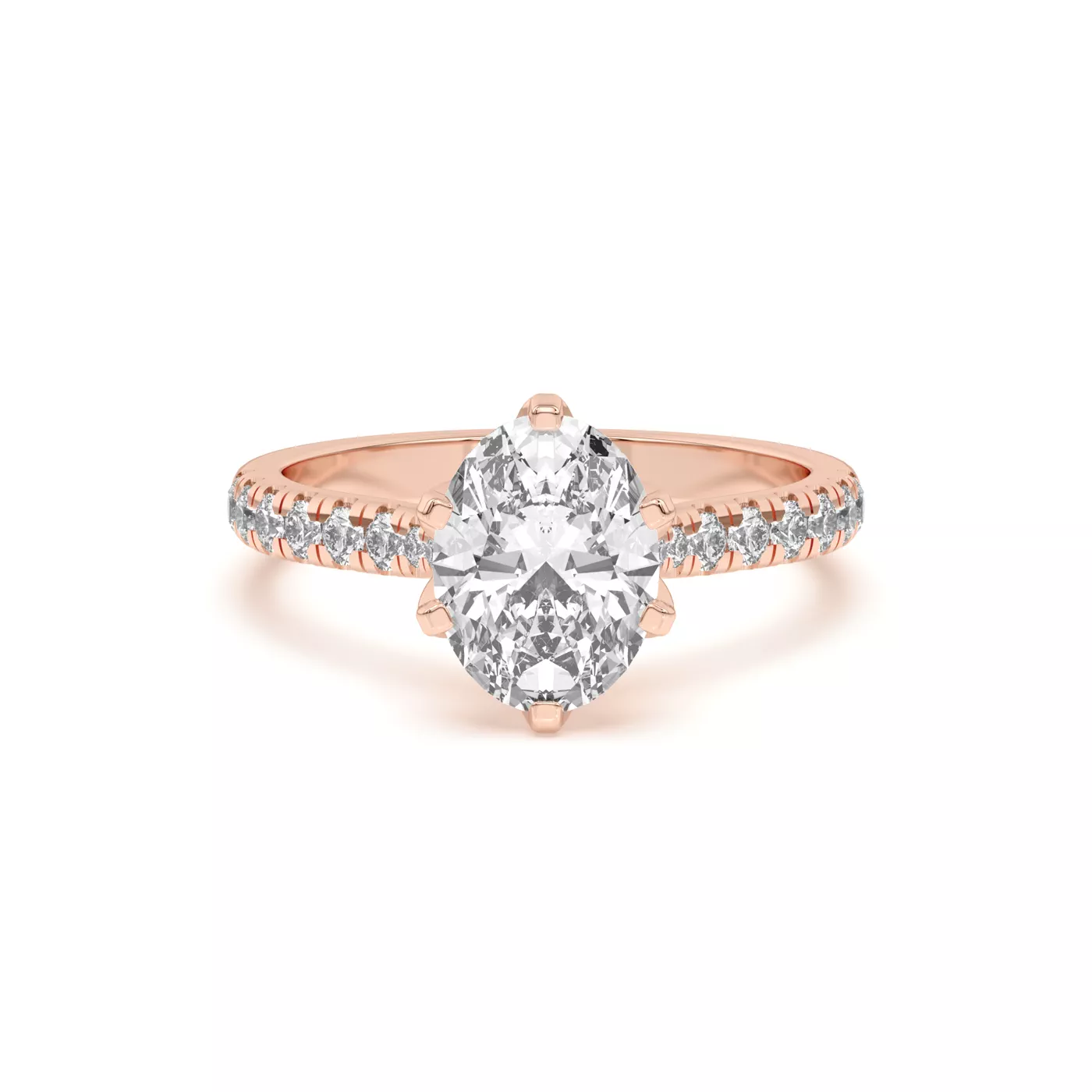 Six Tulip Prongs 18K Rose Gold Engagement Ring