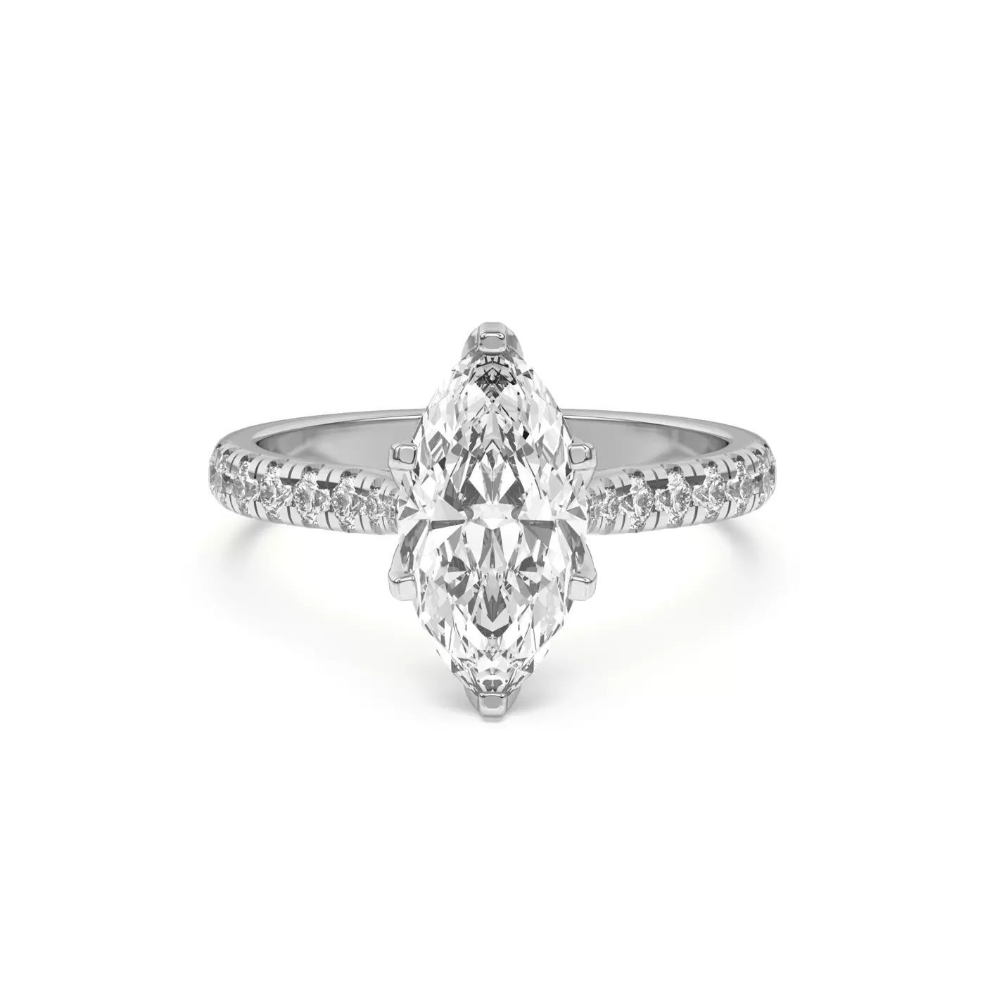 Six Tulip Prongs 18K White Gold Engagement Ring