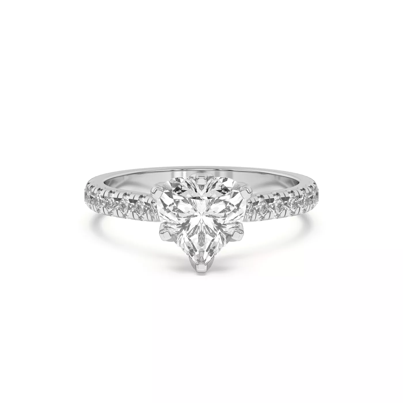 Six Tulip Prongs 18K White Gold Engagement Ring
