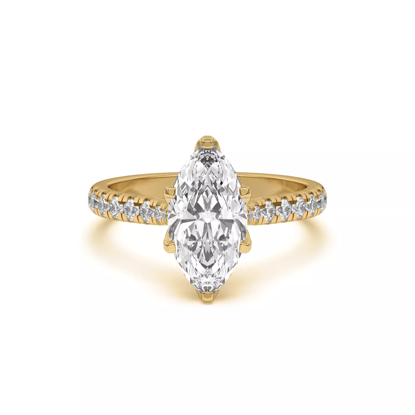 Six Tulip Prongs 18K Yellow Gold Engagement Ring