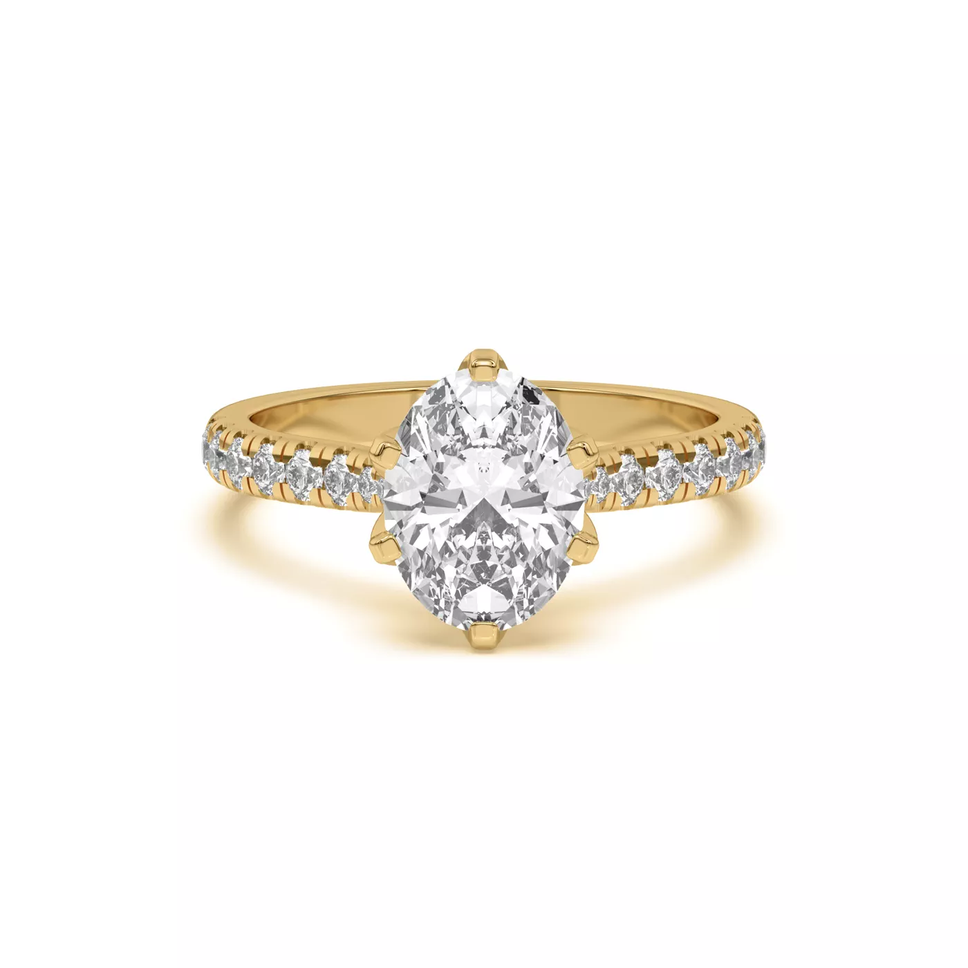 Six Tulip Prongs 18K Yellow Gold Engagement Ring