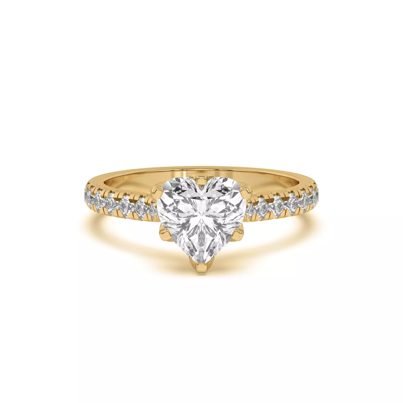 Six Tulip Prongs 18K Yellow Gold Engagement Ring