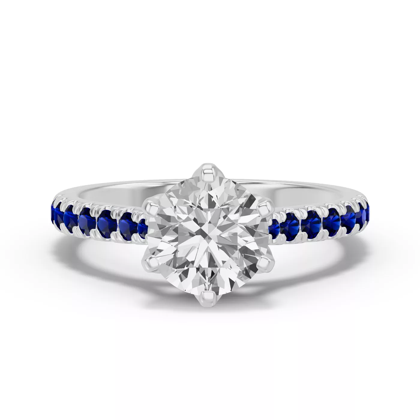 Petal-Inspired Prongs 14K White Gold Engagement Ring