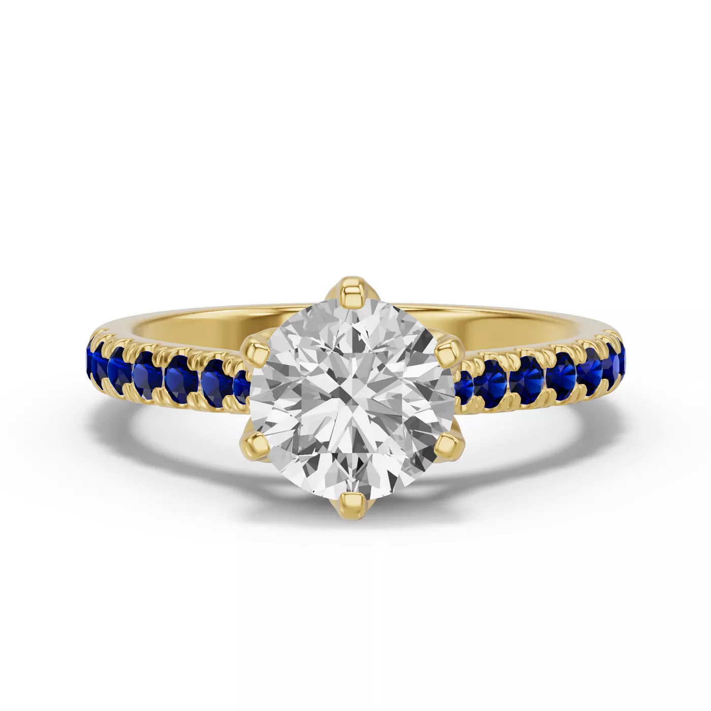 Petal-Inspired Prongs 14K Yellow Gold Engagement Ring