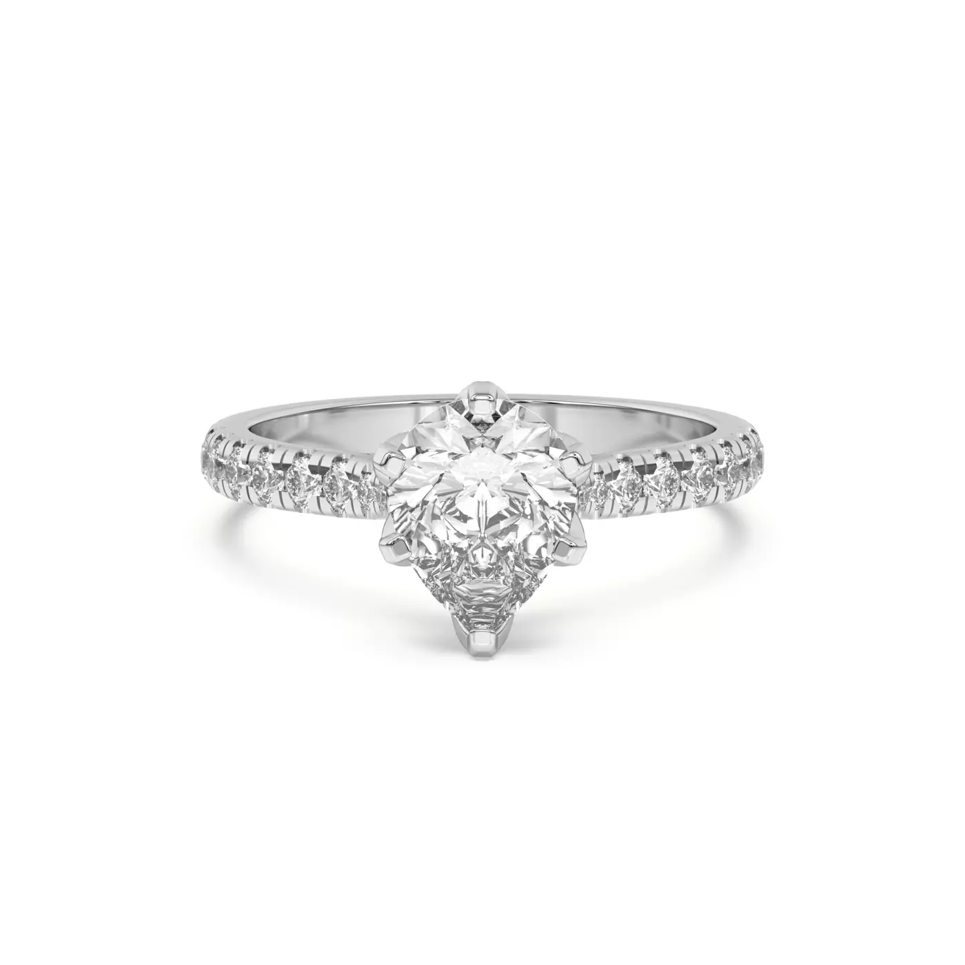 Six Tulip Prongs Platinum Engagement Ring