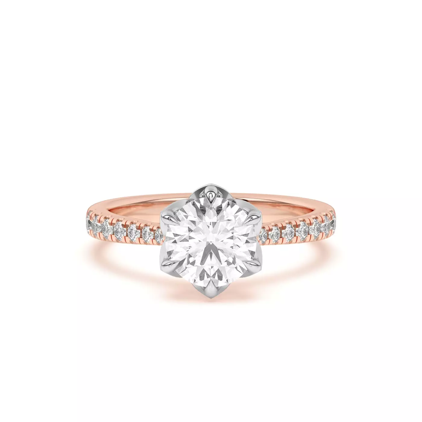 Brilliant Side Accents Rose Gold 14k & White Gold 14k Engagement Ring
