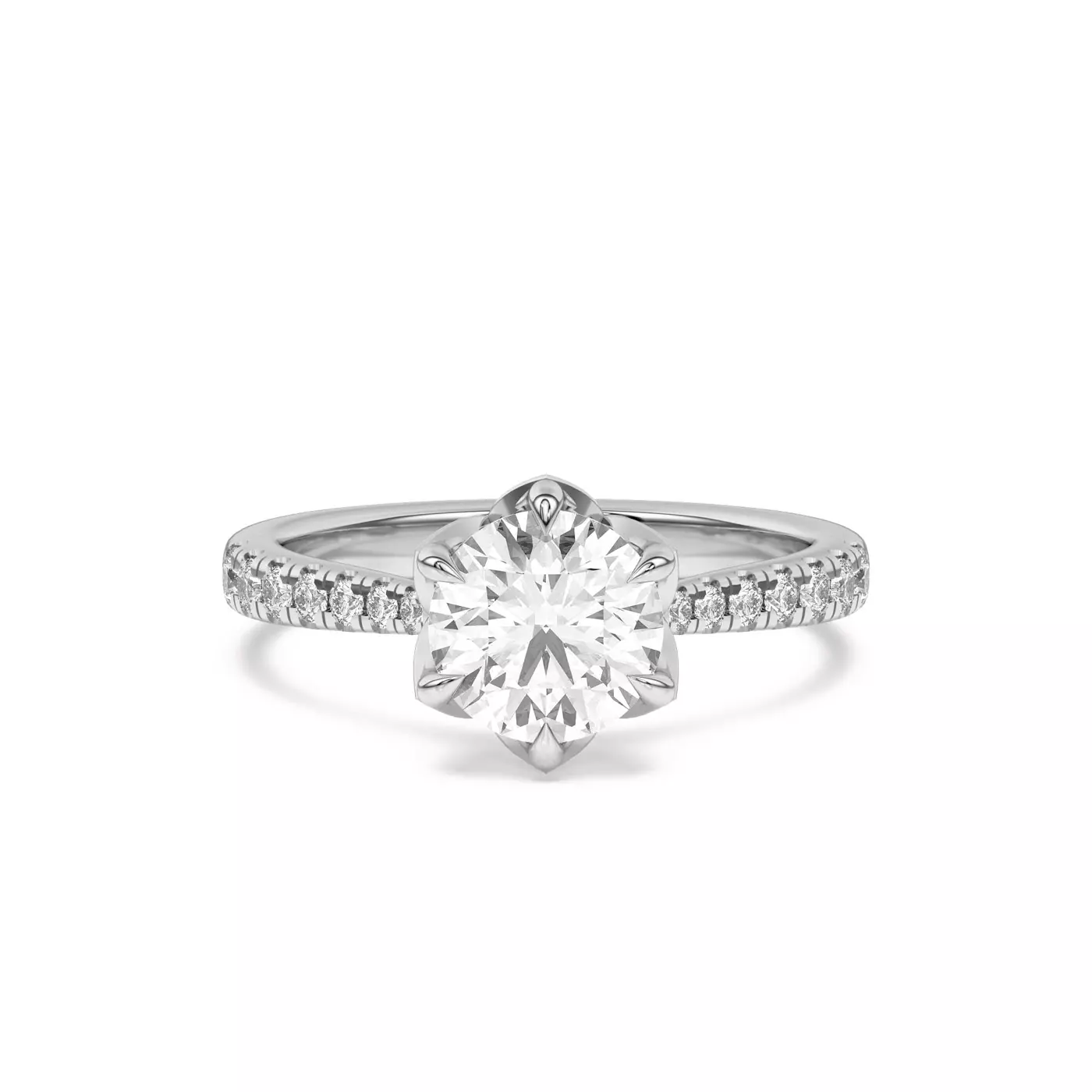 Brilliant Side Accents Platinum Engagement Ring