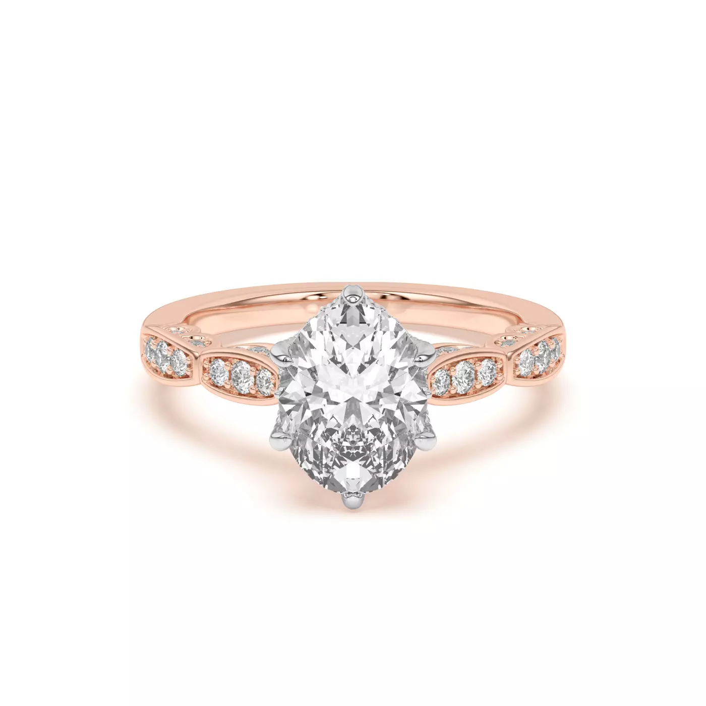 Brilliant Side Accents 14K Rose Gold Engagement Ring