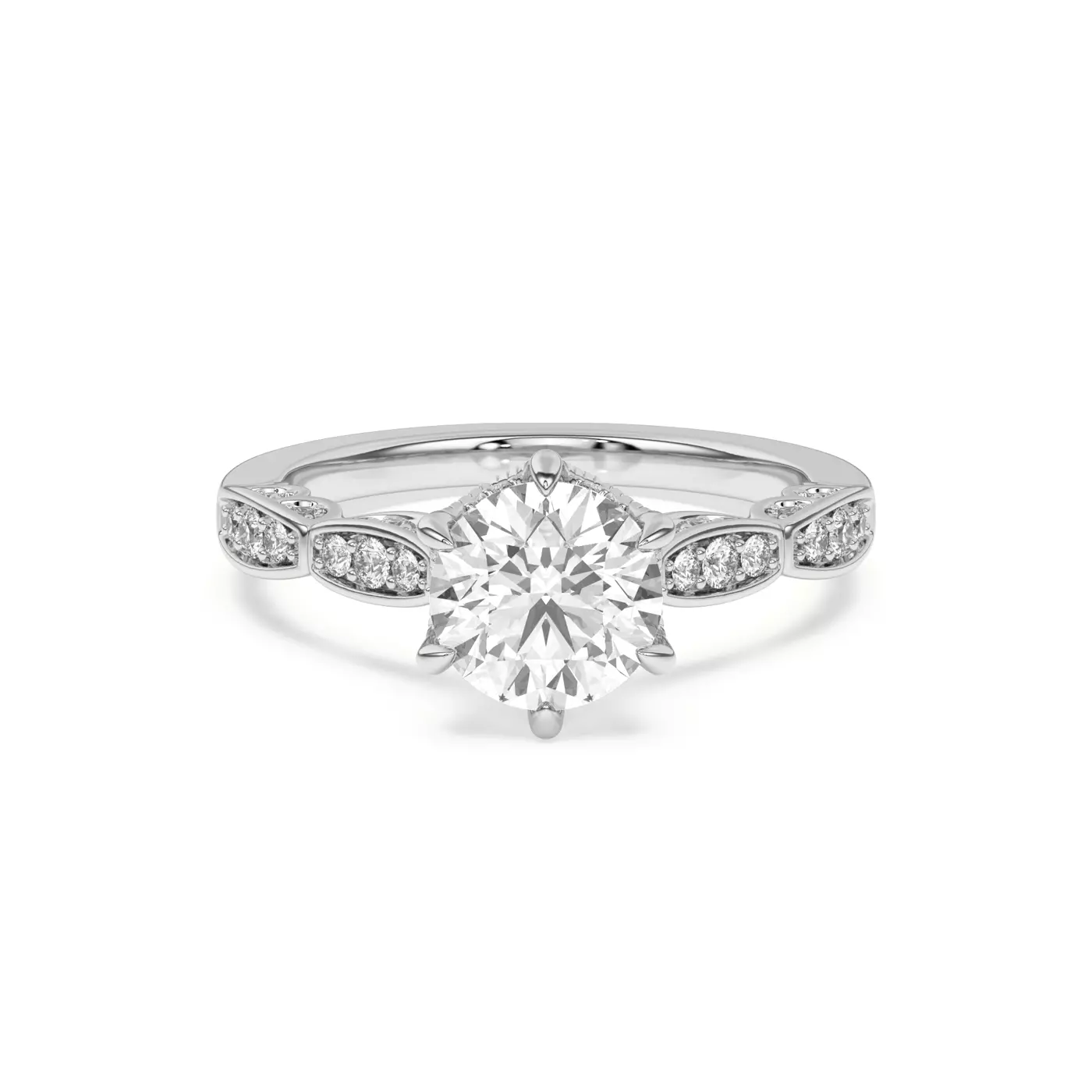 Brilliant Side Accents 14K White Gold Engagement Ring