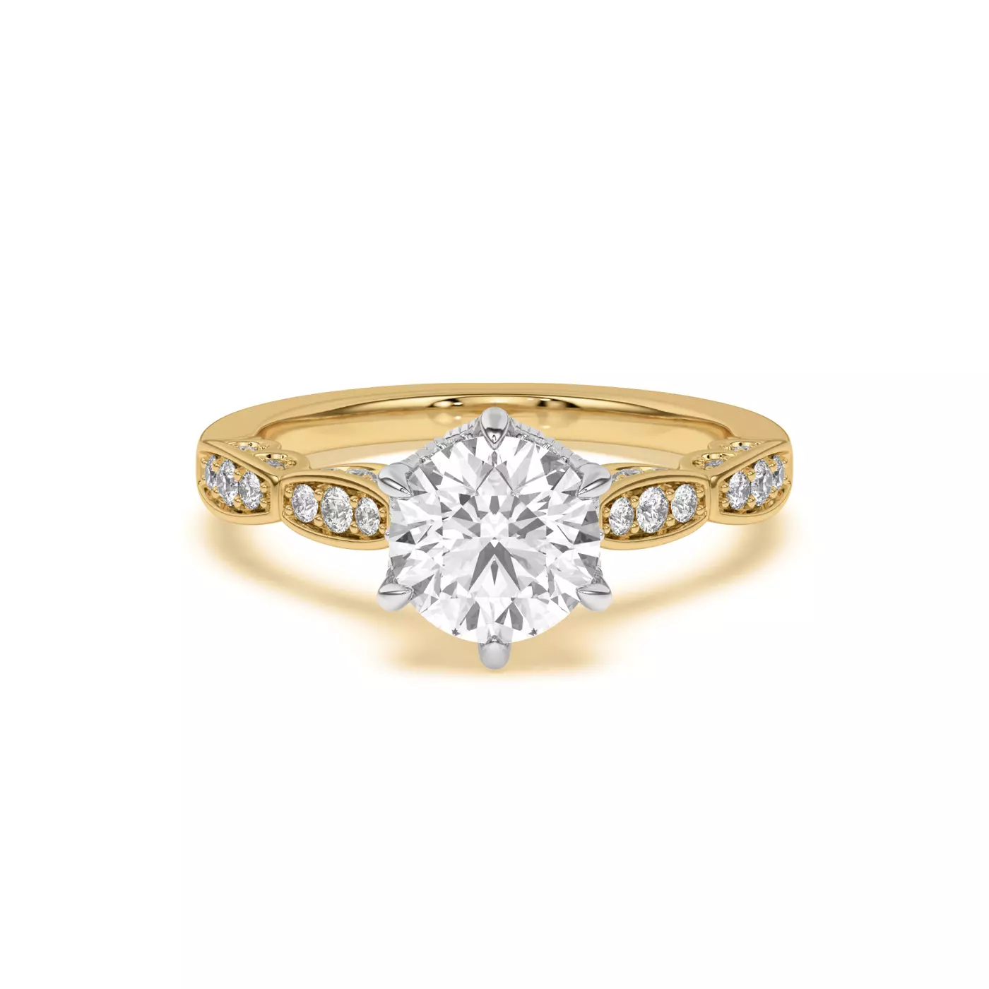 Brilliant Side Accents 14K Yellow Gold Engagement Ring
