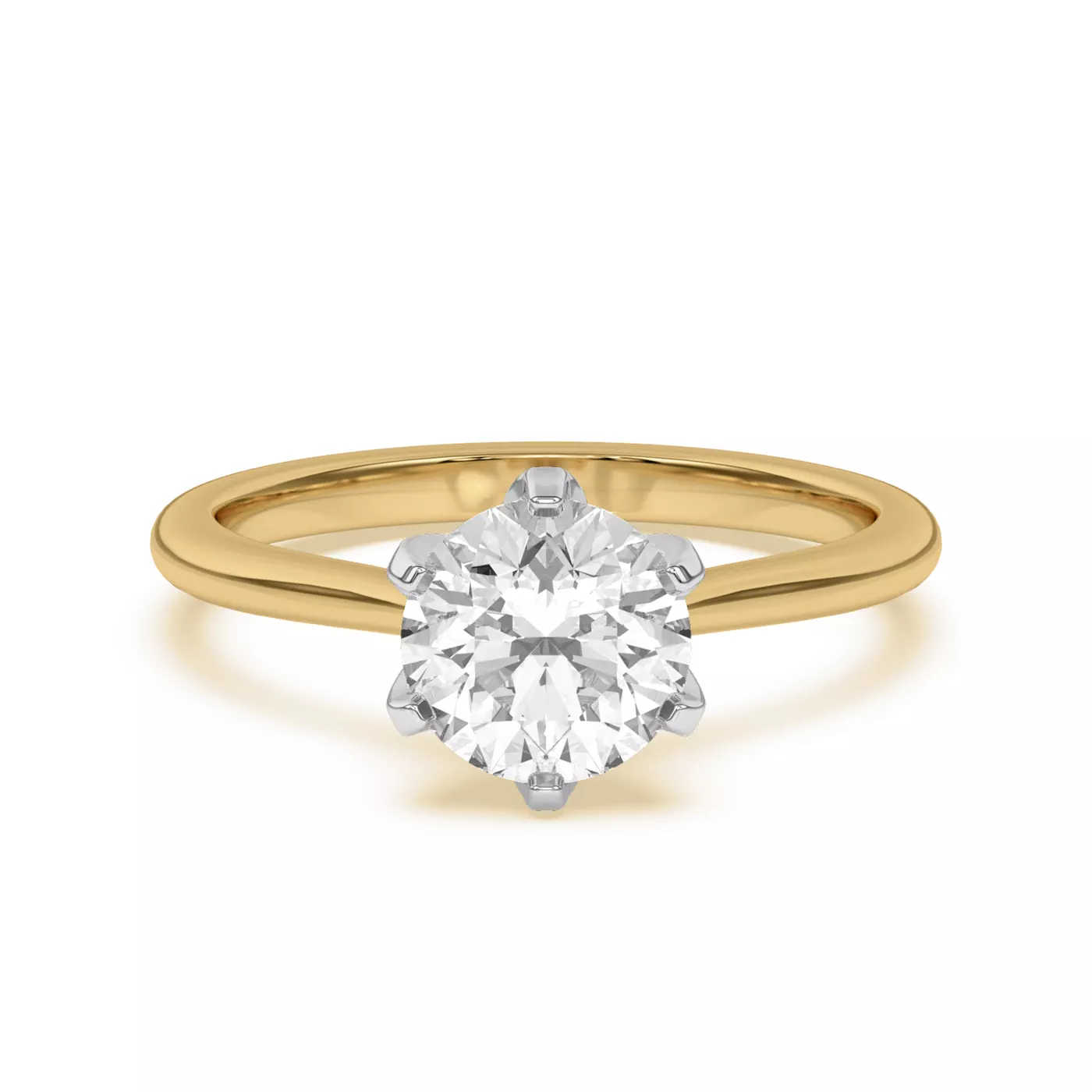 Pure Solitaire Focus Yellow Gold 14k & White Gold 14k Engagement Ring