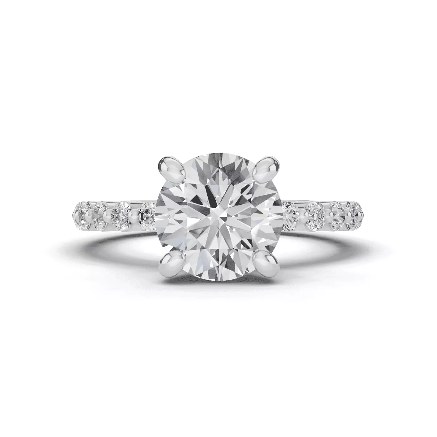 Diamond-Lined Band 14K White Gold Engagement Ring