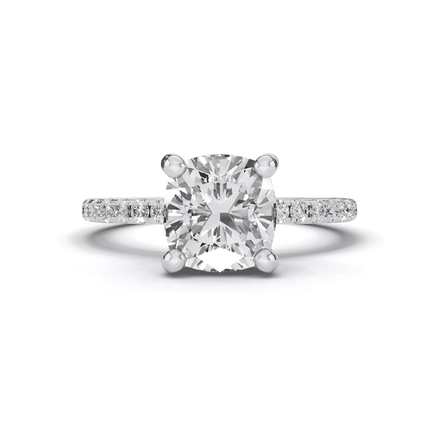 Pavé Band 14K White Gold Engagement Ring