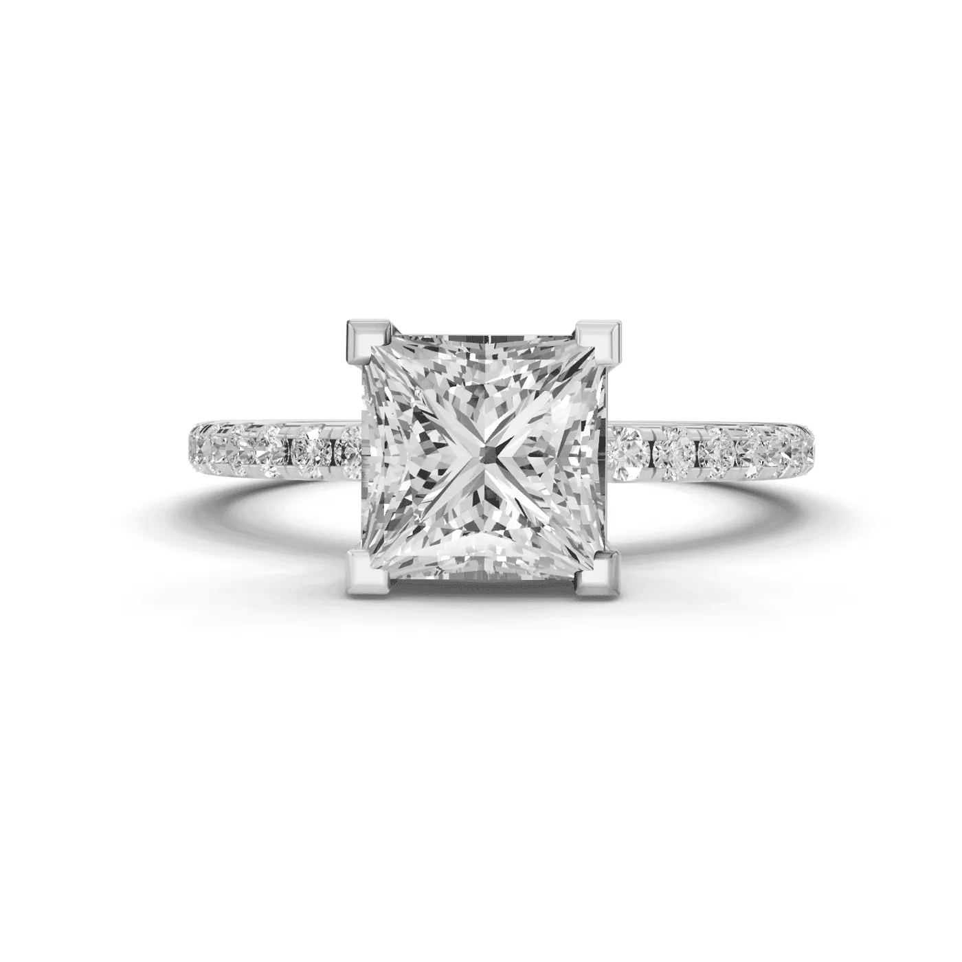 Pavé Band 14K White Gold Engagement Ring