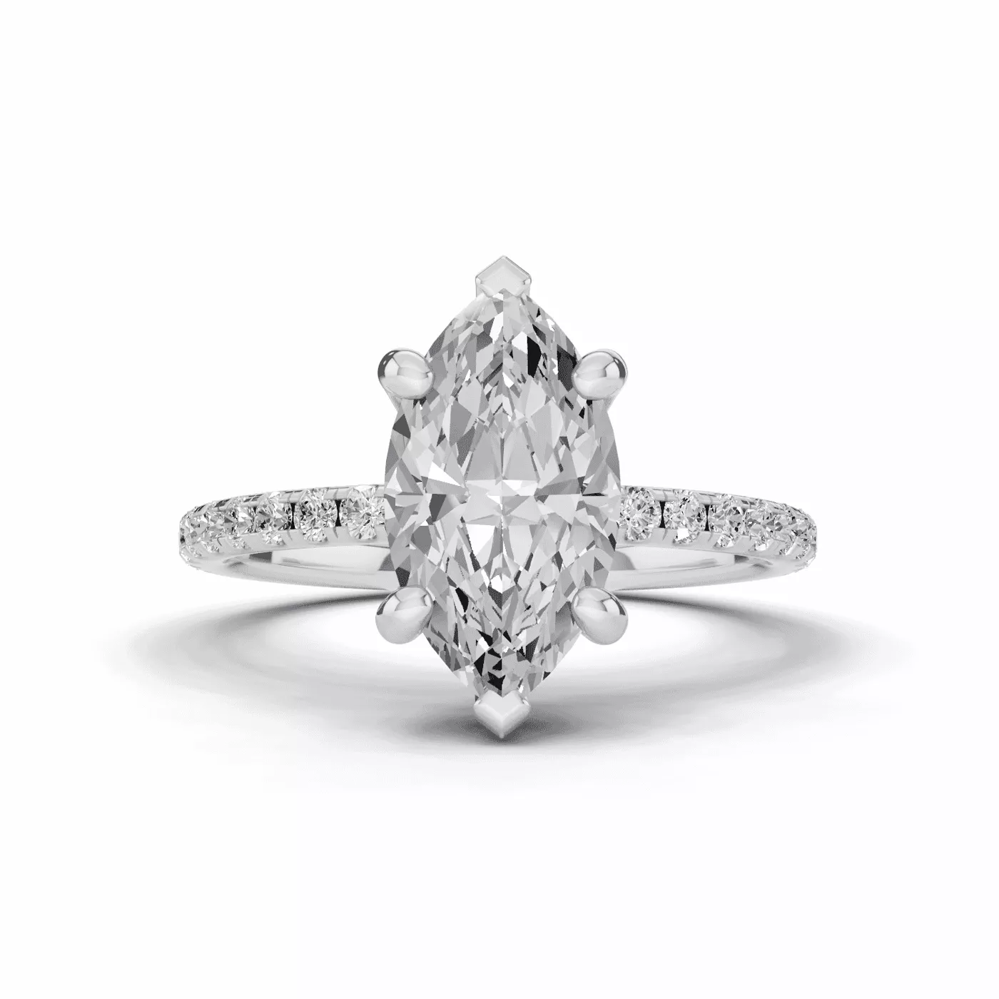 Pavé Band 14K White Gold Engagement Ring