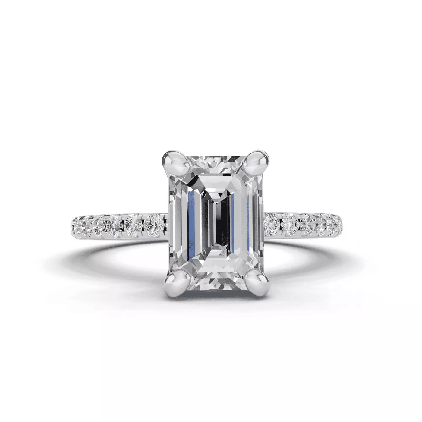Pavé Band 14K White Gold Engagement Ring