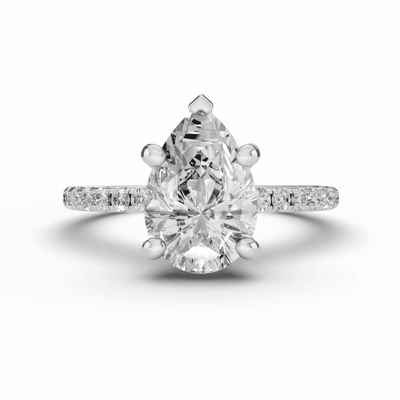 Pavé Band 14K White Gold Engagement Ring