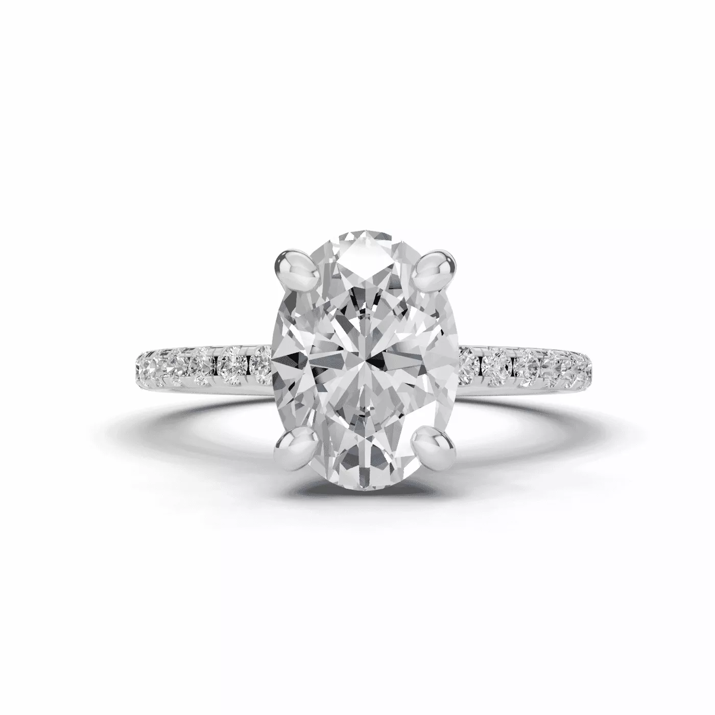 Pavé Band 14K White Gold Engagement Ring