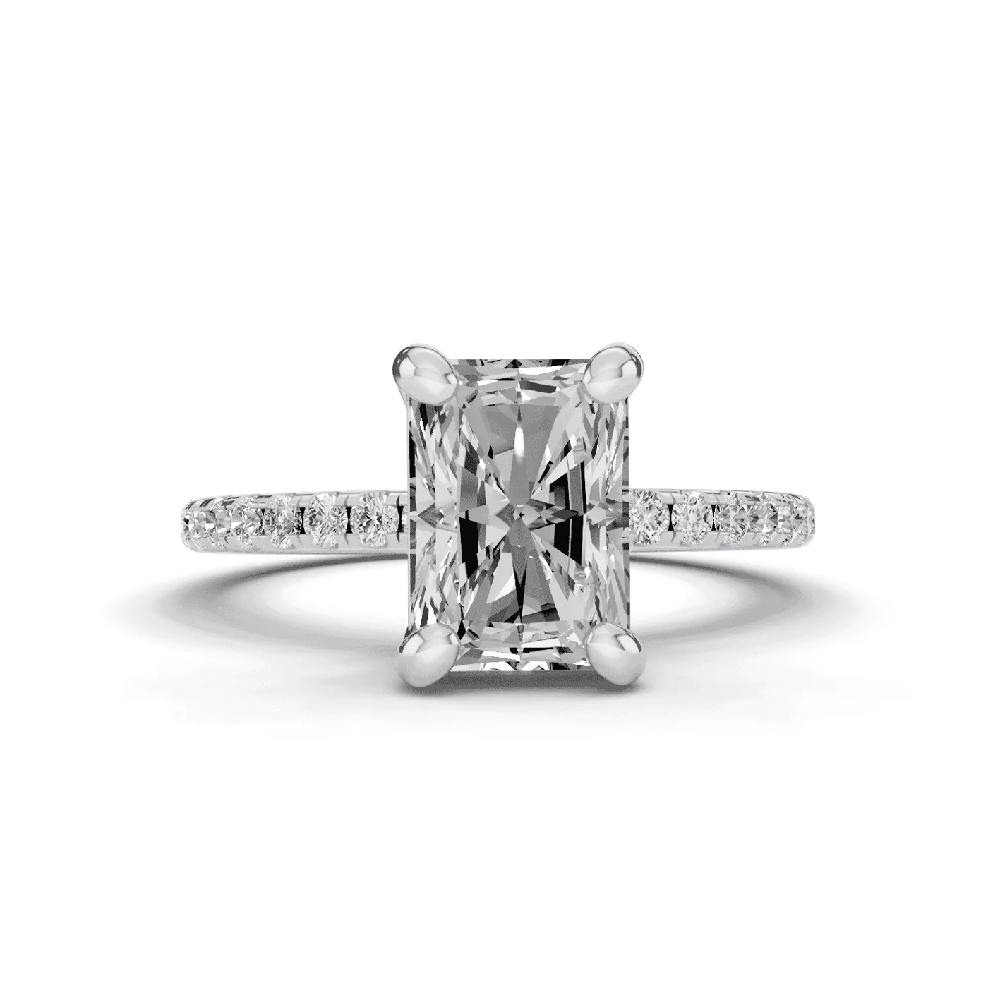 Pavé Band 14K White Gold Engagement Ring