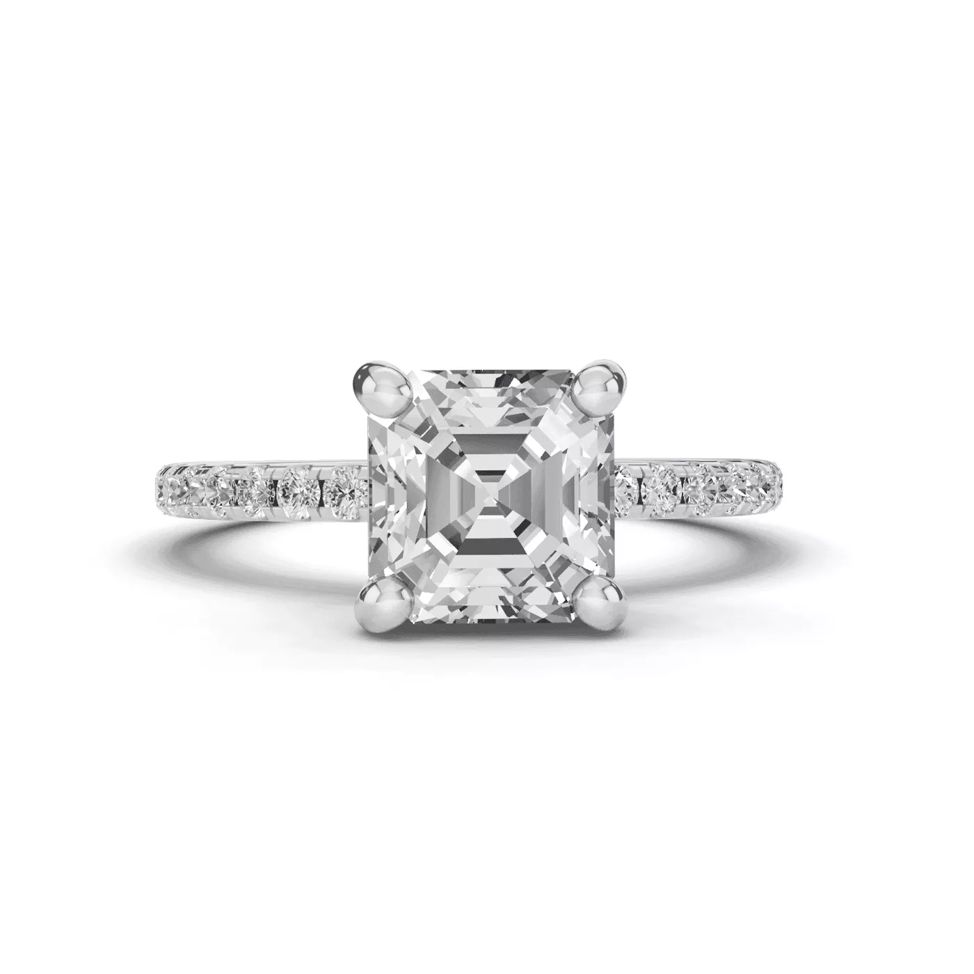 Pavé Band 14K White Gold Engagement Ring