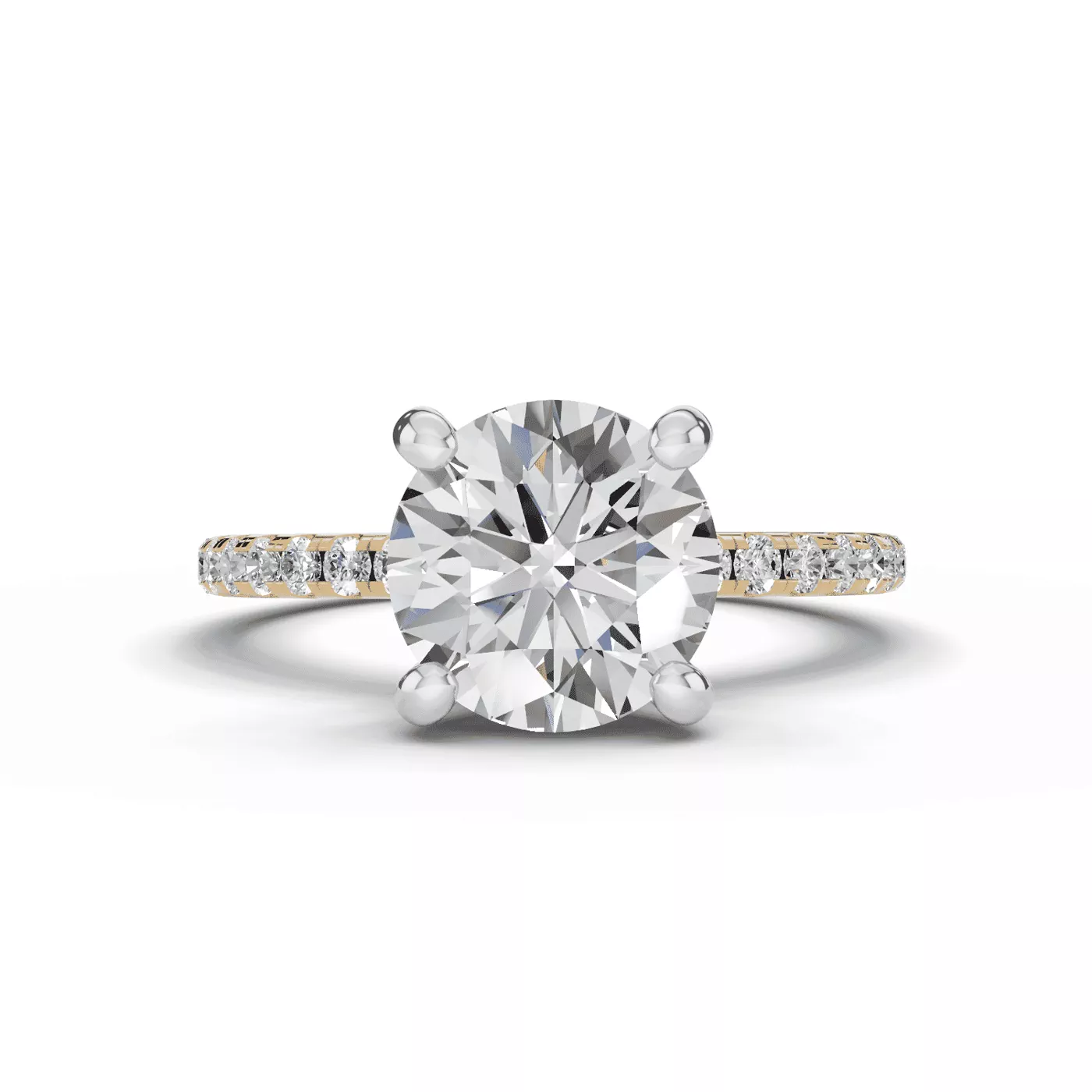 Pavé Band 14K Yellow Gold Engagement Ring