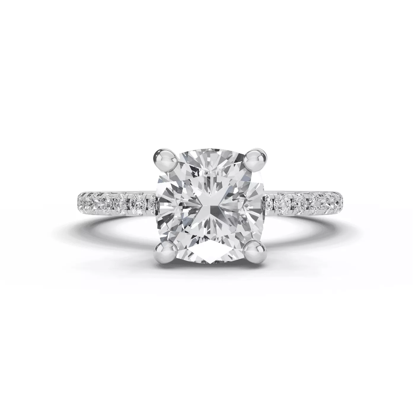 Hidden Halo Detail 14K White Gold Engagement Ring