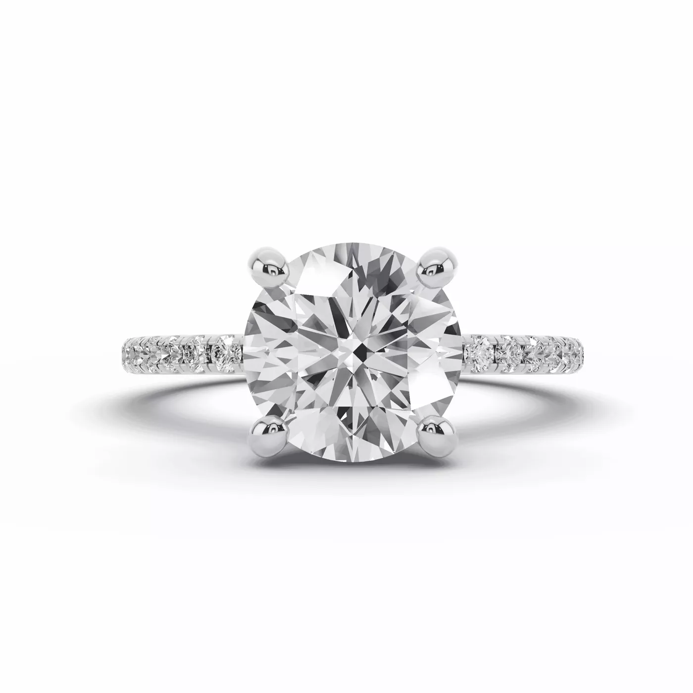 Hidden Halo Detail 14K White Gold Engagement Ring