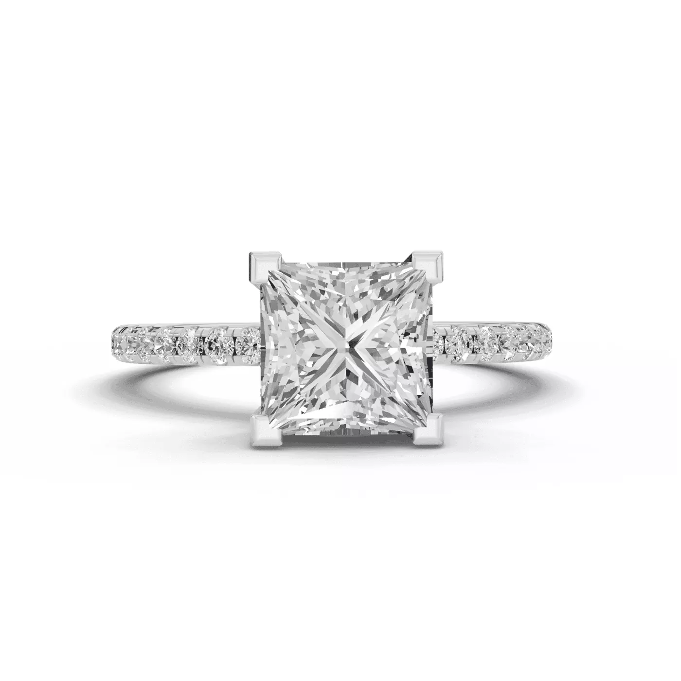 Hidden Halo Detail 14K White Gold Engagement Ring