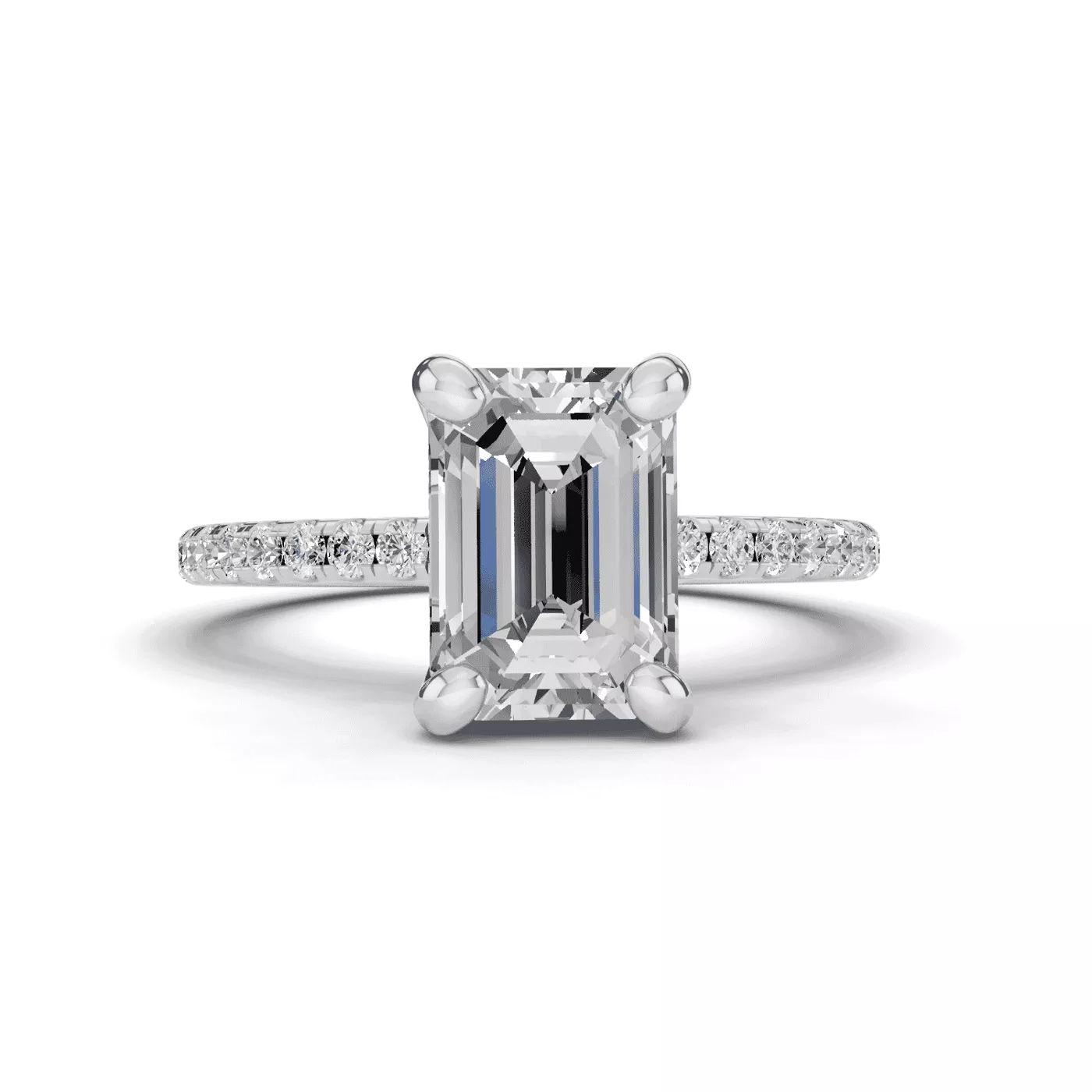 Hidden Halo Detail 14K White Gold Engagement Ring