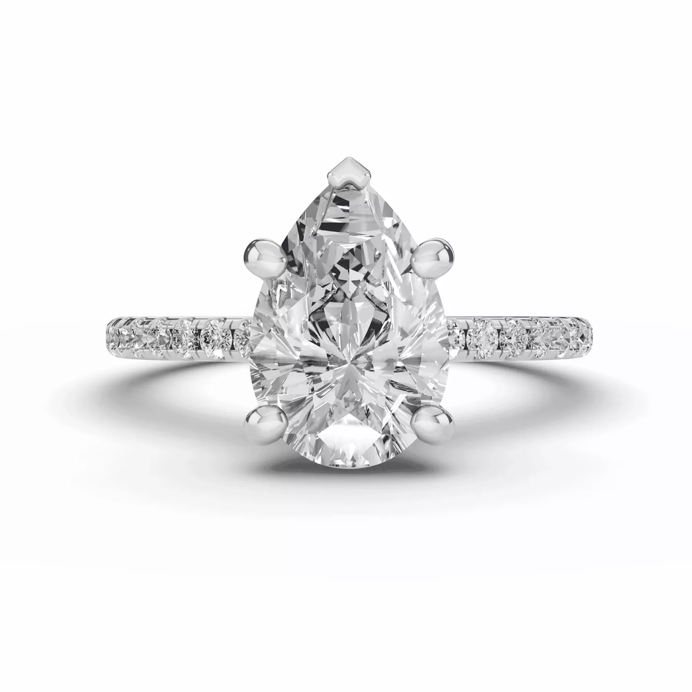 Hidden Halo Detail 14K White Gold Engagement Ring