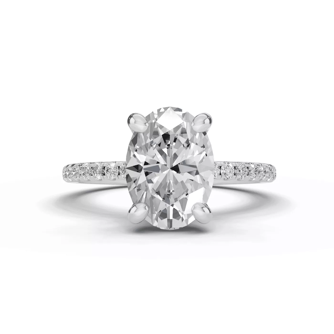 Hidden Halo Detail 14K White Gold Engagement Ring